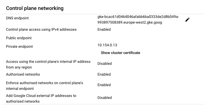 Control plane networking